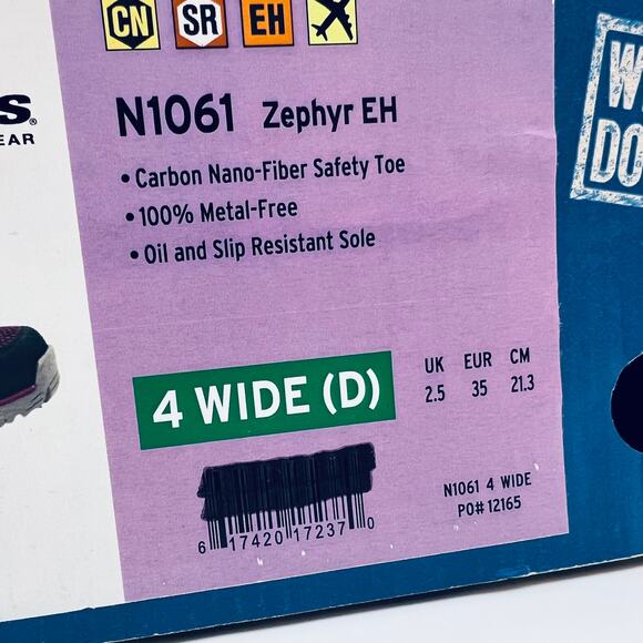 Nautilus Safety Footwear Zephyr CT Grey Purple Women's Size 4 D Wide New w Box - Picture 2 of 12